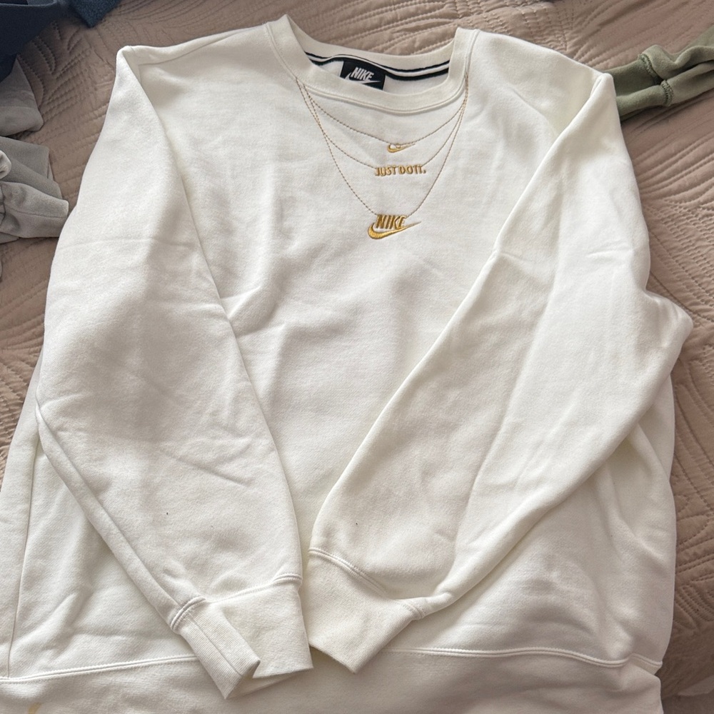 Nike Cream Sweatshirt with Gold Accents
